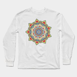 Mandala #23. Psychadelic love hearts and hippie fringes. Long Sleeve T-Shirt